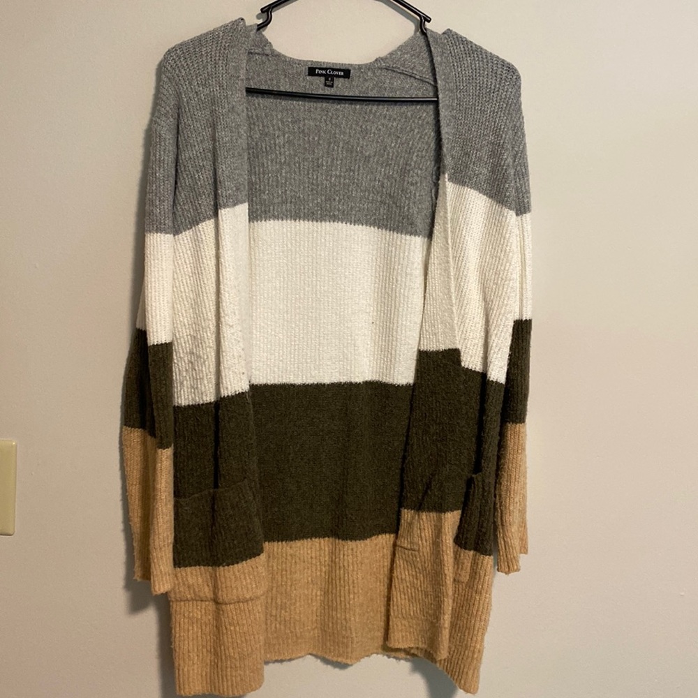 Pink Clover Color Block Cardigan